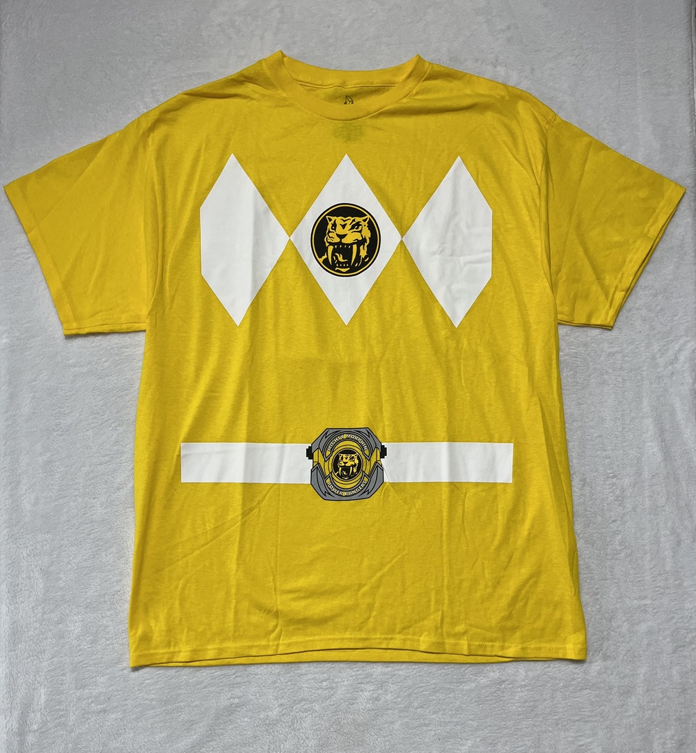 Mighty Morphin Power Rangers Shirt Mens 2XL Yellow Sabertooth Tiger Costume Tee